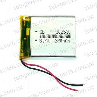 Батарея (аккумулятор) для видео регистратора, BlueTooth гарнитуры 220мАч , Li-Pol 3.7В, 30*25*3 мм