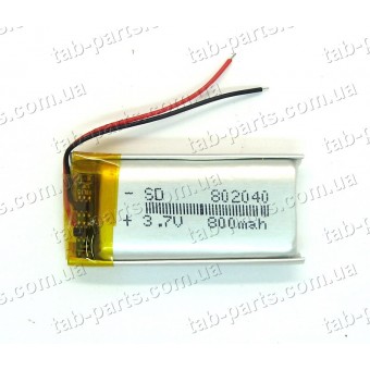 Батарея (аккумулятор) для видео регистратора, BlueTooth гарнитуры 800мАч , Li-Pol 3.7В, 40*20*8 мм
