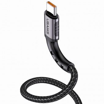 Кабель синхронизации Usams USB Type-C 1.2m 5A нейлоновый черный (US-SJ289-BL)