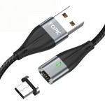 Магнитный кабель синхронизации Topk microUSB 1m 2.4A серый (TK61U-VER2-GR)