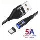 Магнитный кабель синхронизации Topk USB Type-C QC3.0 1m 5A 360° нейлоновый черный (TK08C-VER2-BL)