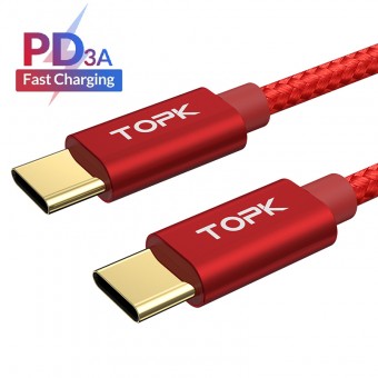 Кабель синхронизации Topk PD USB Type-C Power Delivery 60W 3A 1m нейлоновый красный (TK80C-VER2-RD)
