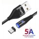 Магнитный кабель синхронизации Topk microUSB  QC3.0 1m 5A 360° нейлоновый черный (TK08U-VER2-BL)