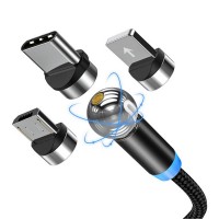 Магнітний кабель для заряджання Topk 3 в 1360&deg; чорний (TK28-3-VER2-BL)