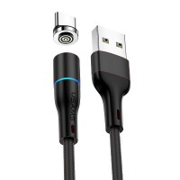 Магнитный кабель синхронизации Usams USB Type-C 1m 3A 360° черный (US-SJ353-BL)