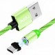 Светящийся магнитный кабель для зарядки Topk microUSB 1m 2.4A 360° зеленый (TK67U-VER2-GE)
