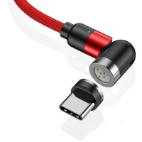Магнитный кабель синхронизации Topk USB Type-C QC3.0 1m 3A 540° нейлоновый красный (TK66C-VER2-RD)