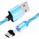 Светящийся магнитный кабель для зарядки Topk microUSB 1m 2.4A 360° голубой (TK67U-VER2-BE)