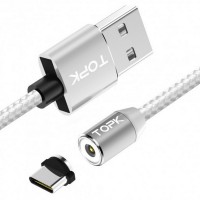 Магнитный кабель для зарядки Topk USB Type-C 1m 2.4A 360° Silver (TK17C-VER2-SL)