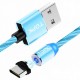 Светящийся магнитный кабель для зарядки Topk USB Type-C 1m 2.4A 360° голубой (TK67C-VER2-BE)