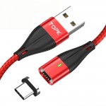 Магнитный кабель синхронизации Topk USB Type-C 1m 3A красный (TK61C-VER2-RD)