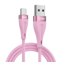 Кабель синхронізації Topk IPhone 1m 2.1A рожевий силіконовий (TK46i-VER2-PK)