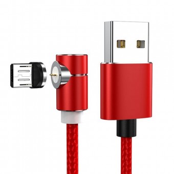 Магнитный кабель синхронизации Topk microUSB 1m 2.4A 360° нейлоновый красный (TK69U-VER2-RD)