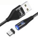 Магнитный кабель синхронизации Topk microUSB 1m 2.4A 360° черный (TK60U-VER2-BL)