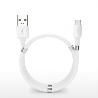 Магнитный кабель зарядки и синхронизации Topk USB Type-C 1m 3A белый (TK07C-VER2-WT)