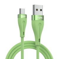 Кабель синхронизации Topk microUSB 1m 2.4A силиконовый зеленый (TK46U-VER2-GE)