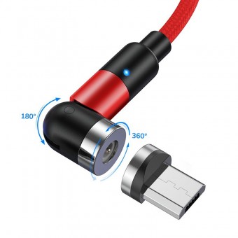 Магнитный кабель для зарядки Topk microUSB 1m 2.4A 540° красный (TK59U-VER2-RD)