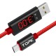Кабель синхронизации Topk microUSB 1m 2.4A с индикатором нейлоновый красный (TK27U-VER2-RD)