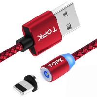 Магнитный кабель для зарядки Topk iPhone 2m 2.1A 360° красный (TK17i2-VER2-RD)