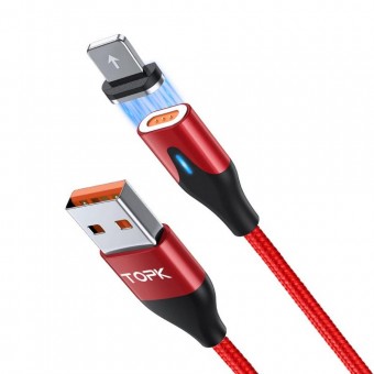 Магнитный кабель синхронизации Topk iPhone 1m 2.1A красный (TK63i-VER2-RD)