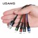 Кабель синхронизации Usams 4в1 MicroUSB, USB Type-C, 2xIPhone 1.2m 2A нейлоновый черный (US-SJ317-BL)