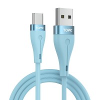 Кабель синхронизации Topk USB Type-C 1m 3A силиконовый голубой (TK46C-VER2-BE)