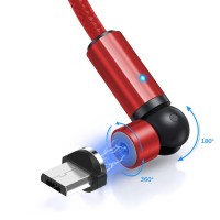 Магнитный кабель для зарядки Topk microUSB 1m 2.4A 540° красный (TK68U-VER2-RD)