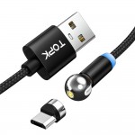 Магнитный кабель для зарядки Topk microUSB 1m 2.4A 360° черный (TK28U-VER2-BL)