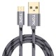 Кабель синхронизации Topk microUSB 1m 2.4A нейлоновый серый (TK09U-VER2-GR)