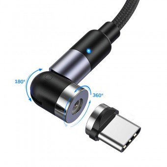 Магнитный кабель для зарядки Topk USB Type-C 1m 2.4A 540° черный (TK59C-VER2-BL)