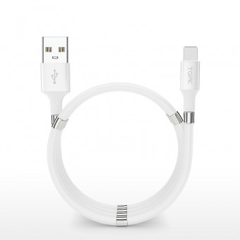 Магнитный кабель зарядки и синхронизации Topk iPhone 1m 3A белый (TK07i-VER2-WT)