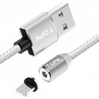 Магнитный кабель для зарядки Topk iPhone 1m 2.1A 360° Silver (TK17i-VER2-SL)