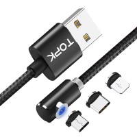 Магнитный кабель для зарядки Topk 3 в 1 360° черный (TK51-3-VER2-BL)