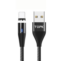 Магнитный кабель синхронизации Topk iPhone 1m 2.1A 360° черный (TK60i-VER2-BL)