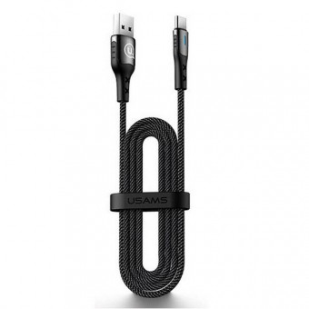 Кабель синхронизации Usams MicroUSB 1.2m 2.1A с авто отключением нейлоновый черный (US-SJ346-BL)