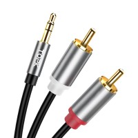 Аудио кабель Topk Jack 3.5 мм - 2 RCA 1м черный (TKL14-BL)