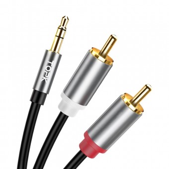 Аудио кабель Topk Jack 3.5 мм - 2 RCA 1м черный (TKL14-BL)