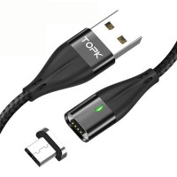 Магнитный кабель синхронизации Topk microUSB 2m 2.4A черный (TK61U2-VER2-BL)