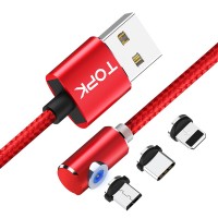 Магнитный кабель для зарядки Topk 3 в 1 360° красный (TK51-3-VER2-RD)