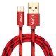 Кабель синхронизации Topk microUSB 1m 2.4A нейлоновый красный (TK09U-VER2-RD)