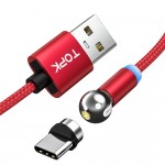 Магнитный кабель для зарядки Topk USB Type-C 1m 2.4A 360° красный (TK28C-VER2-RD)