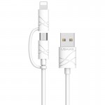 Кабель синхронизации Usams U-Gee Series 2 в 1 IPhone/MicroUSB 1m 2.1A белый (US-SJ077-WT)