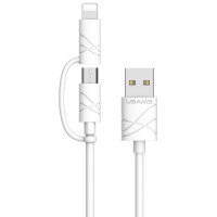 Кабель синхронізації Usams U-Gee Series 2 в 1 IPhone/MicroUSB 1m 2.1A білий (US-SJ077-WT)