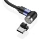 Магнитный кабель синхронизации Topk USB Type-C QC3.0 1m 3A 540° нейлоновый черный (TK66C-VER2-BL)