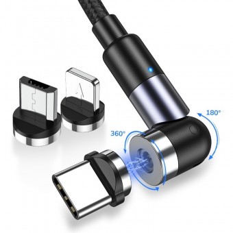 Магнитный кабель для зарядки Topk 3 в 1 1m 2.4A 540° черный (TK59-3-VER2-BL)