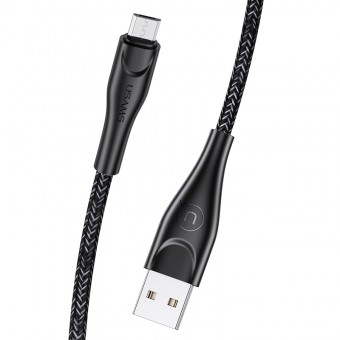Кабель синхронизации Usams MicroUSB 2m 2.1A нейлоновый черный (US-SJ396-BL)