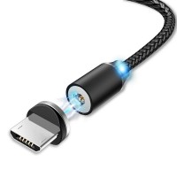Магнітний кабель для заряджання Usams microUSB 1m 2.1A 360&deg; чорний (US-SJ294-BL)