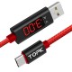 Кабель синхронизации Topk USB Type-C 1m 3A с индикатором нейлоновый красный (TK27C-VER2-RD)
