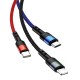 Кабель синхронизации Usams 3в1 MicroUSB, USB Type-C, IPhone 1.2m 3A нейлоновый черный (US-SJ316-BL)