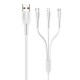 Кабель синхронизации Usams 3в1 MicroUSB, USB Type-C, IPhone 1m 2A белый (US-SJ374-WT)